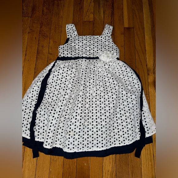 Rare Editions Other - Rare Editions Girls Crochet White & Navy Sleeveless Dress Size 6